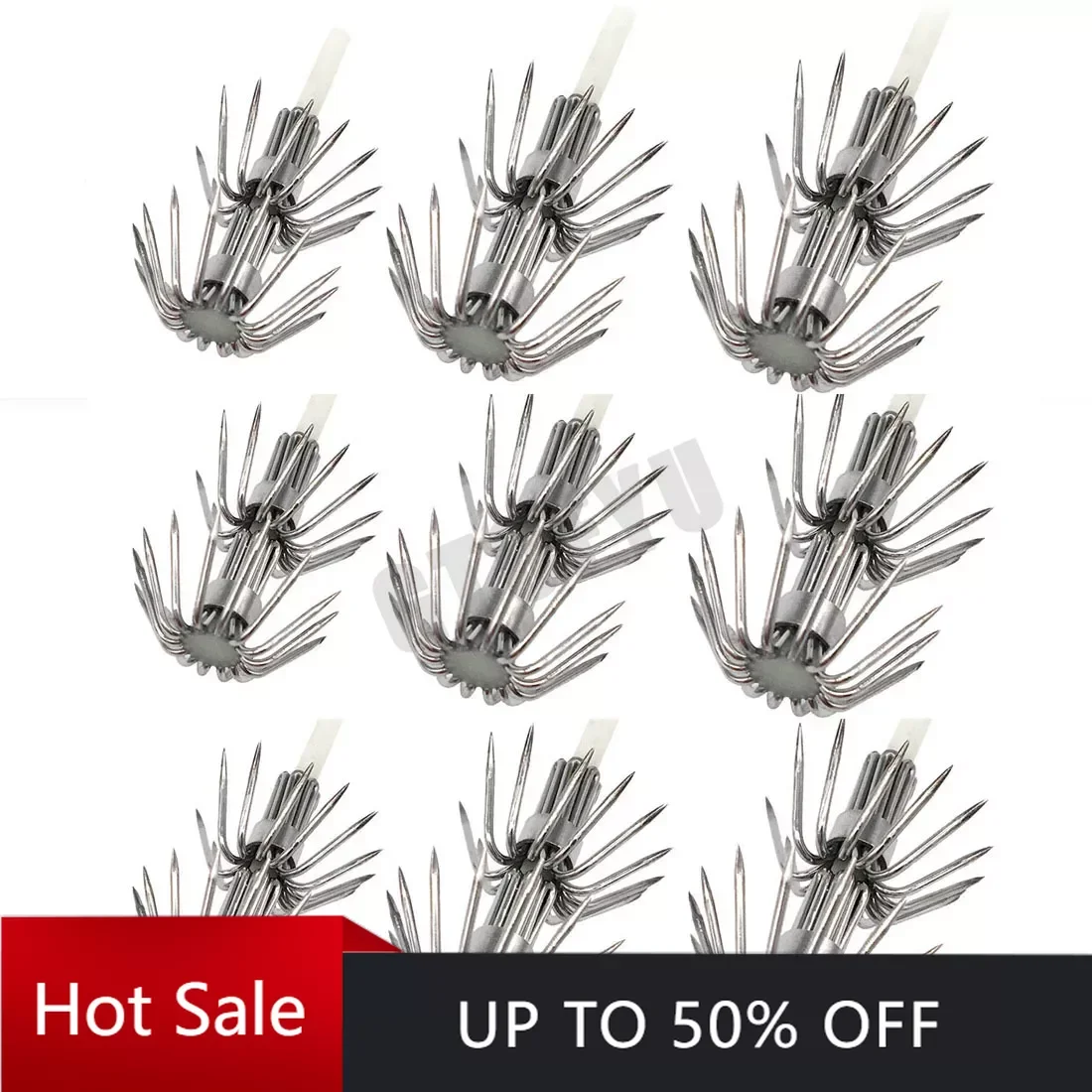 

9pcs Baosity Cuttlefish Squid Jig Lure Hooks Stainless Steel Claw Hook Glow Sharp Umbrella Hooks Baits for Shrimp Octopus