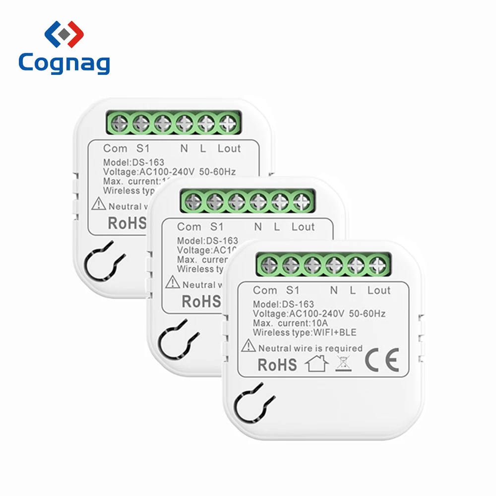 

Wifi Smart Light Switch 10A Mini 2-way Control Timer Switch 3 Pieces Smart Home DIY Work With Tuya Alexa Google Home