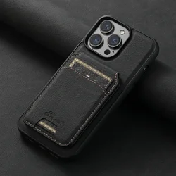 SUTENI Leather Magnetic Wallet Phone Case with Card Holder - iPhone 14 Plus (Black)