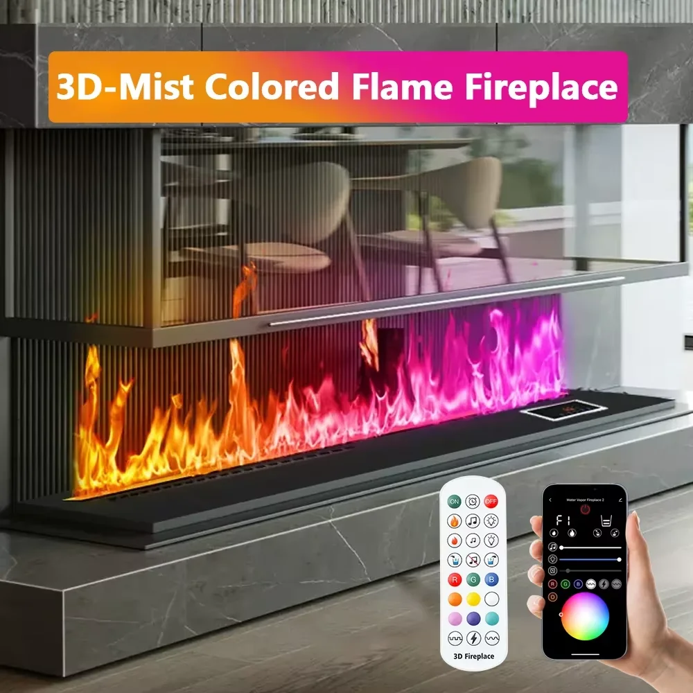Atomizing Fireplace Simulated Flame TV Decorative Humidifier App Remote Control Embedded 3D Water Steam Electronic Fireplace