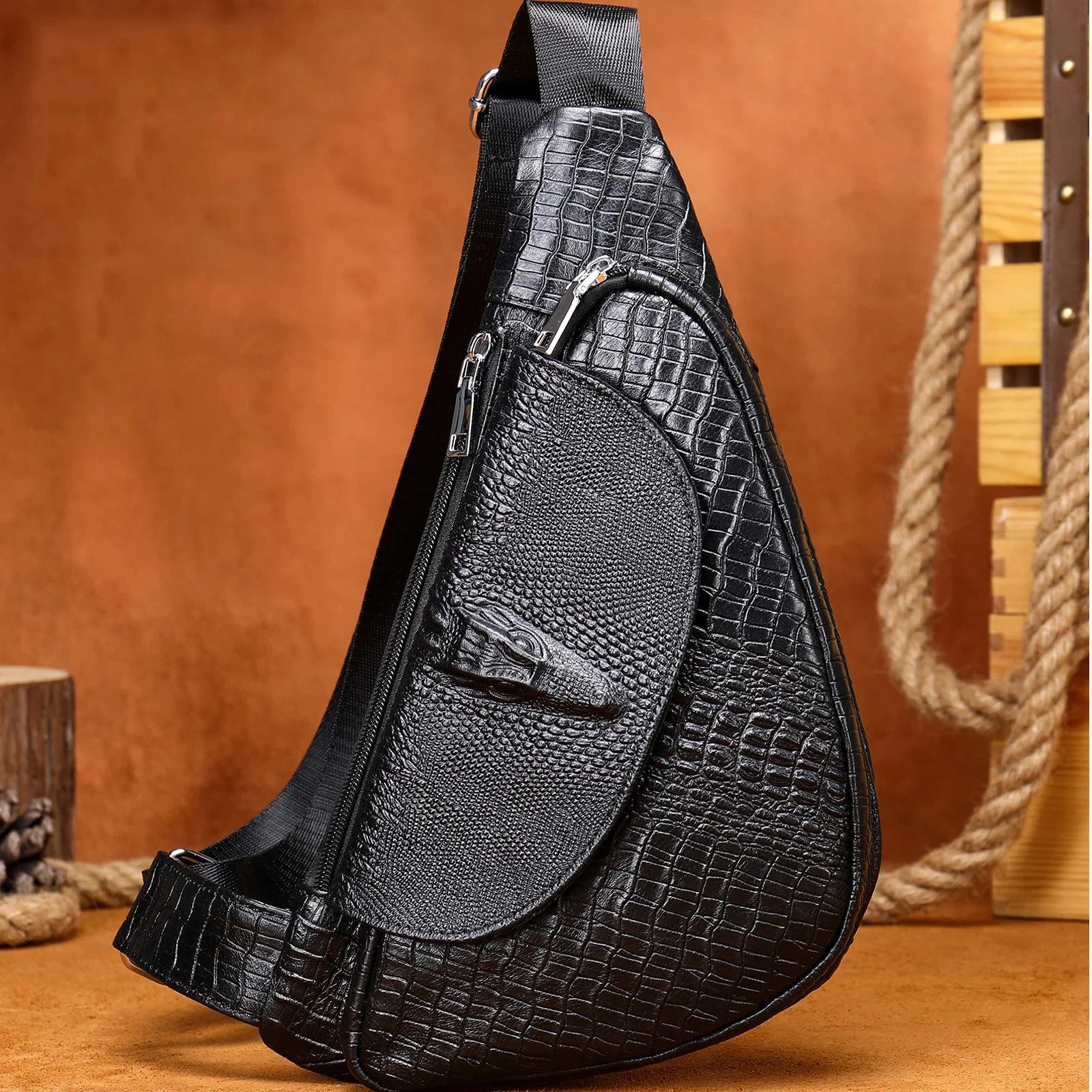 

New Fashion Men's Chest Bag Real Leather Packs For Men Male Genuine Crossbody Sling Bags for man 100% Skin