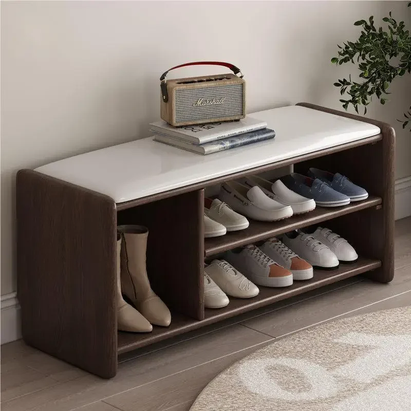 

Solid Wood Shoes Changing Stool Doorstep Can Sit Long Bench Shoe Cabinet Household Entrance Door Shoe Wearing Stools Shoe Racks