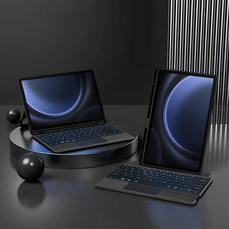 Teclado compatível com Bluetooth inteligente, Trackpad retroiluminado,
