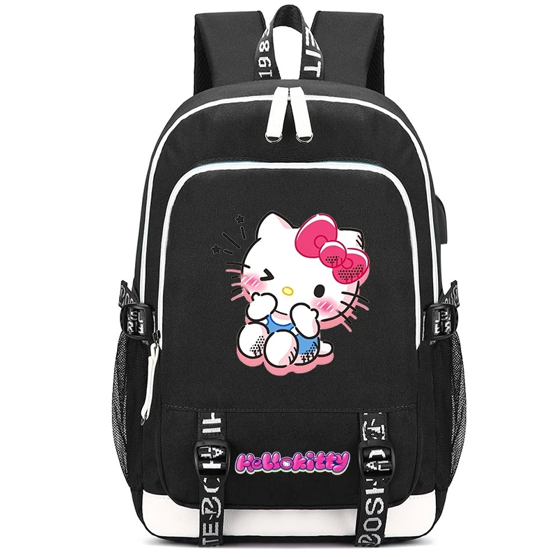 

Anime Hello Kitty Canvas Backpack Printed Backpack for Girl Boy Back To School Bookbag Kid Gift Men Women Leisure Travel Bag