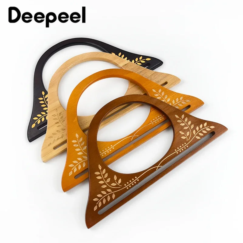 2/4Pcs Deepeel 25/30cm Wooden Handle Embossed Purse Frames Handbag Kiss Clasp Sewing Brackets Handles for Making Bag Accessories