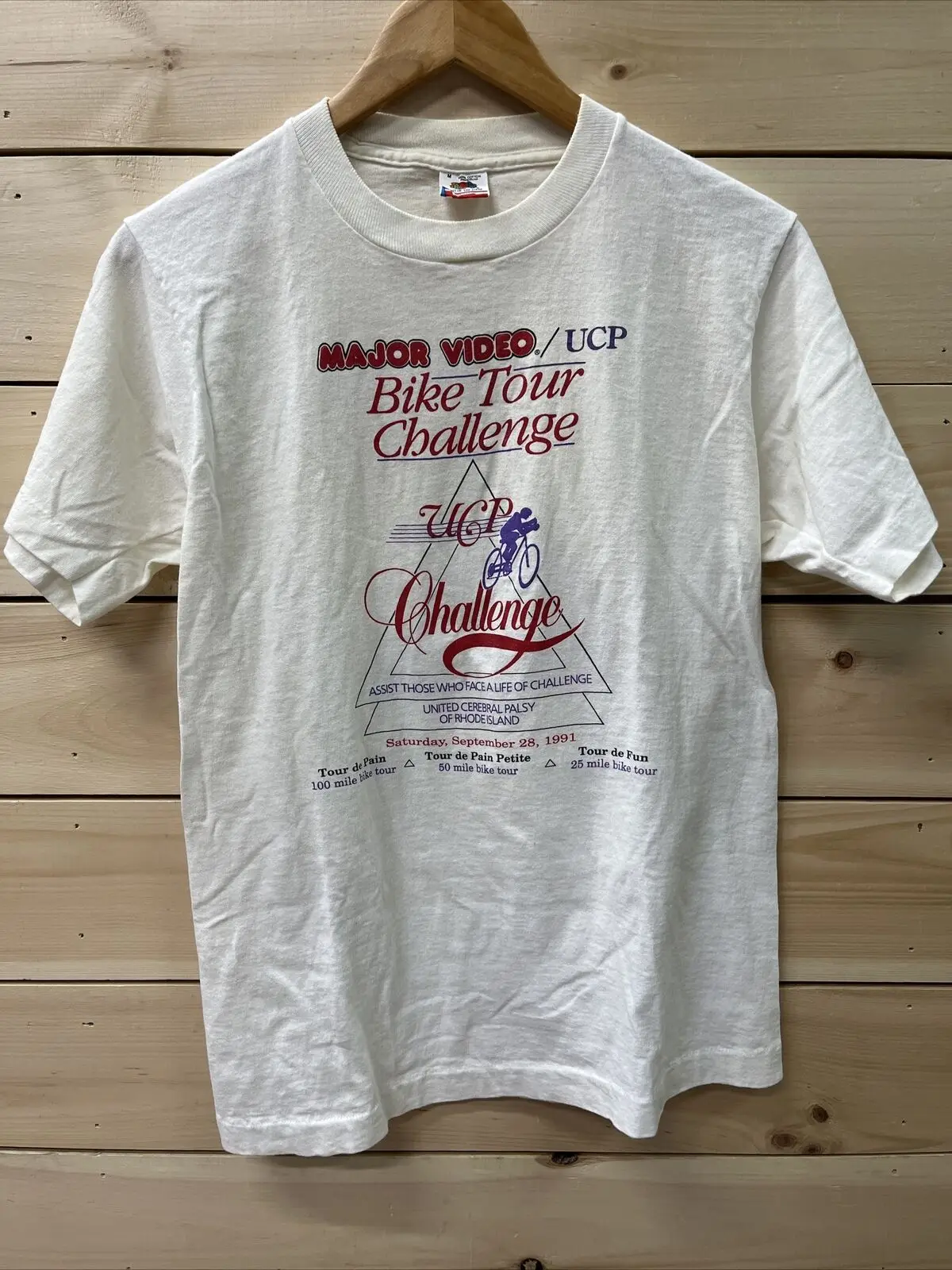 Vintage Major Video Rental Store Bike Tour Challenge T Shirt Sz M Fotl