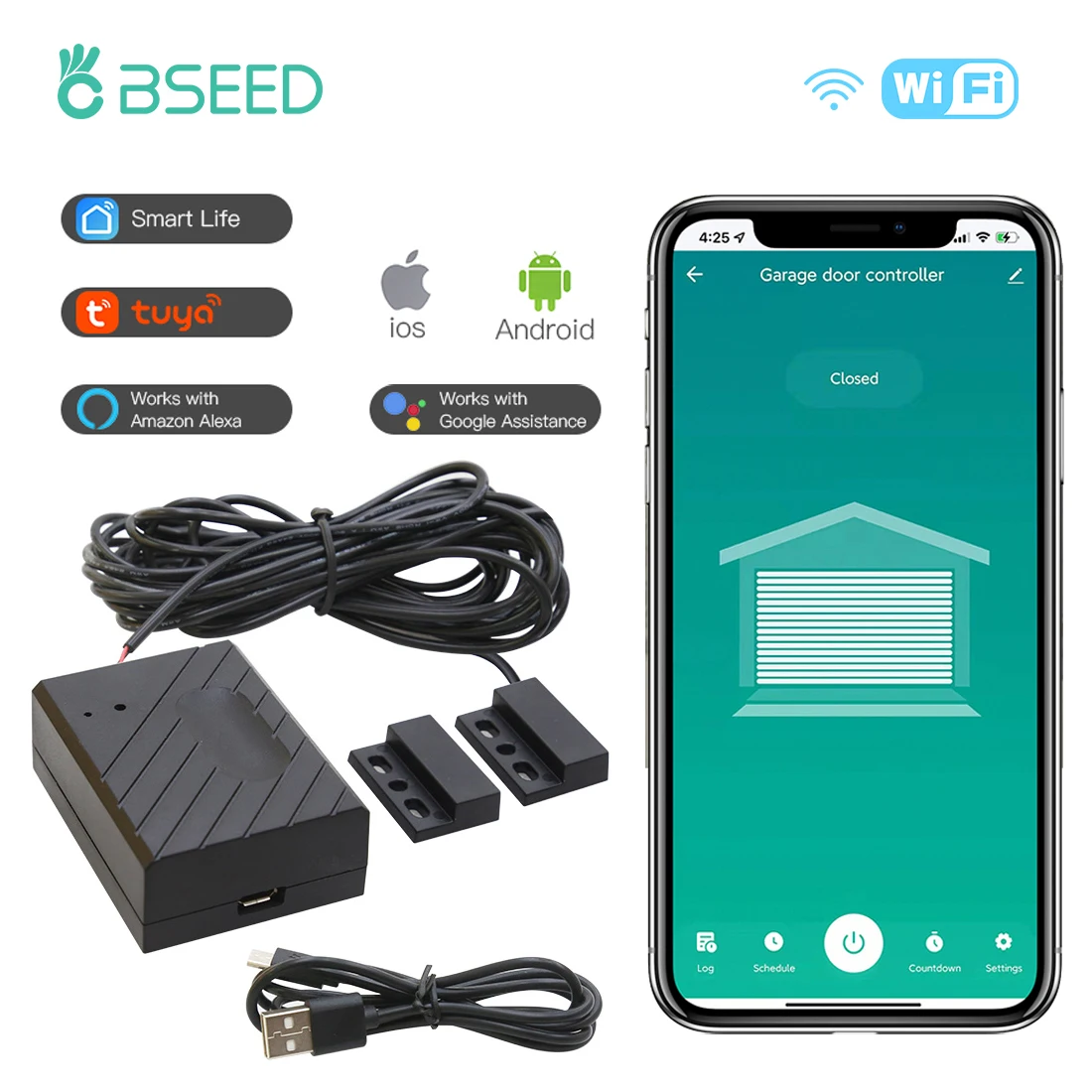 BSEEDGarageDoorWirelessSensorOpenerControllerWiFiSwitchAlexa