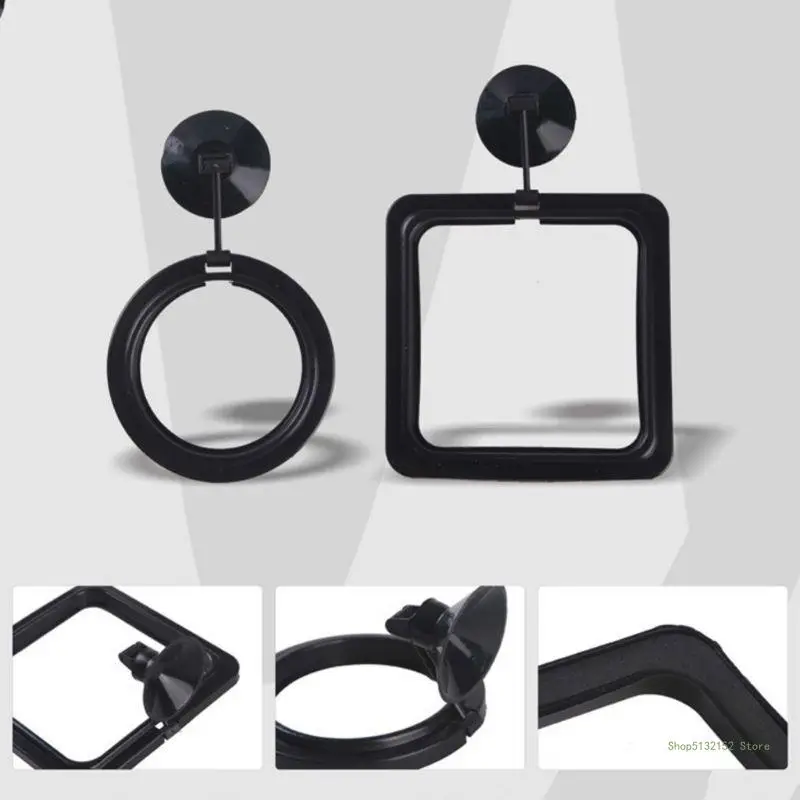 QX2E Betta Feeding Ring Round Square Floating Feed Circles for Small Fish Reducing Waste & Maintain Water Quality Black