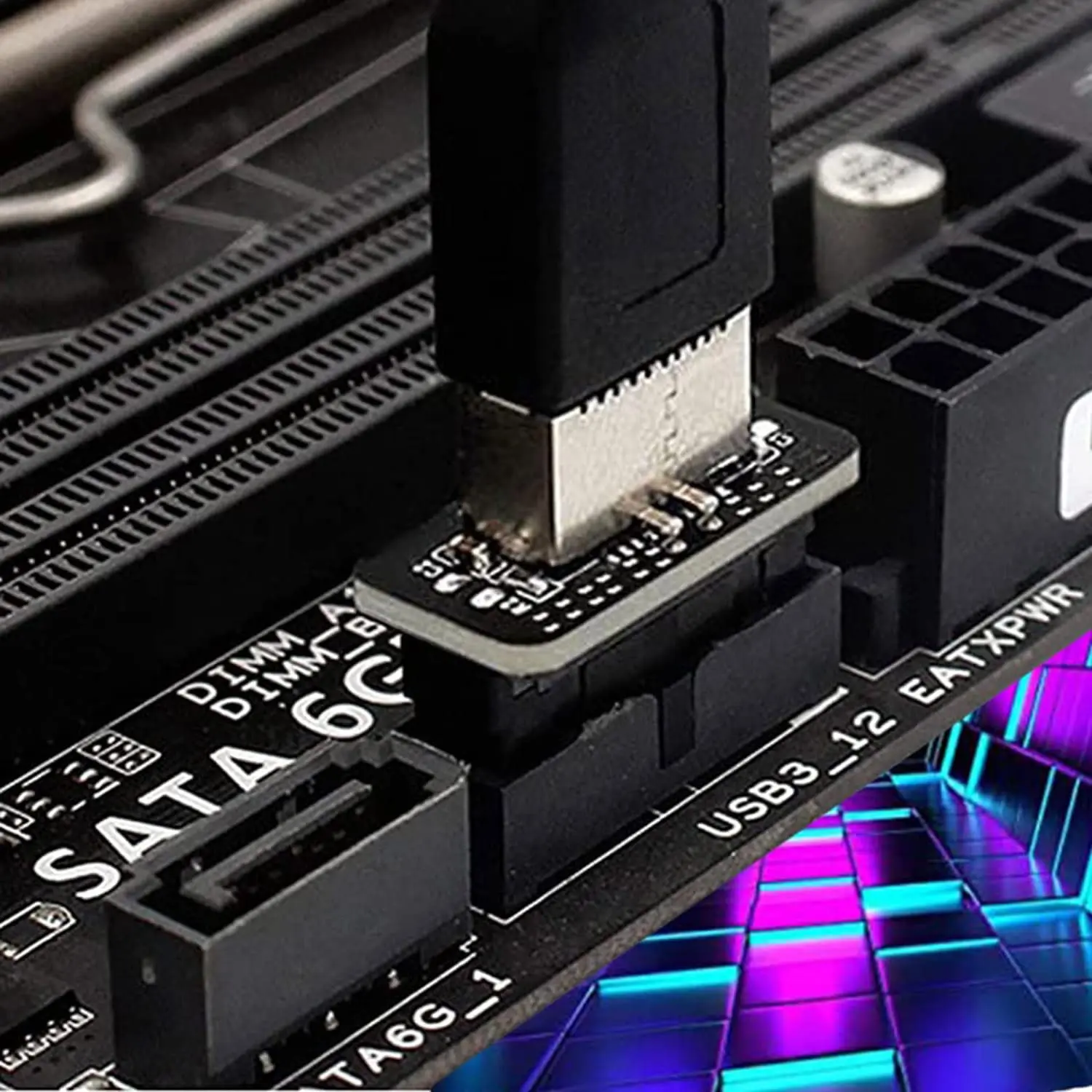 Adaptador de Painel Frontal Usb para Placa-mãe tipo e Fêmea para Usb 3.0 19 Pinos Macho Cabeçalho Vertical Interno Divisor para tipo c - Imagem 2