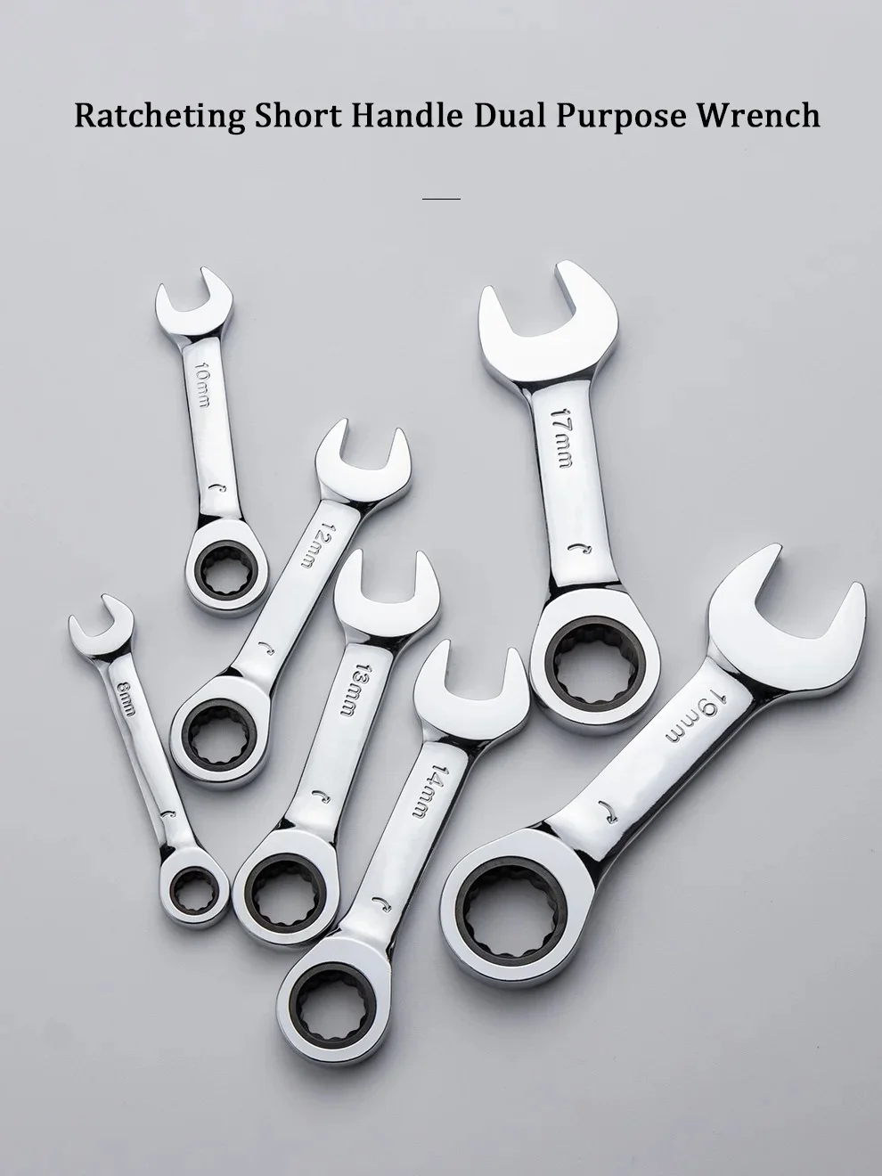6–19 mm kurzer Griff, schneller Ratschenschlüssel, 72 Zähne, multifunktional, tragbar, kurz, Dual-Use-Pflaumenblüte, kleiner Schraubenschlüssel, Handwerkzeuge – Detail 3