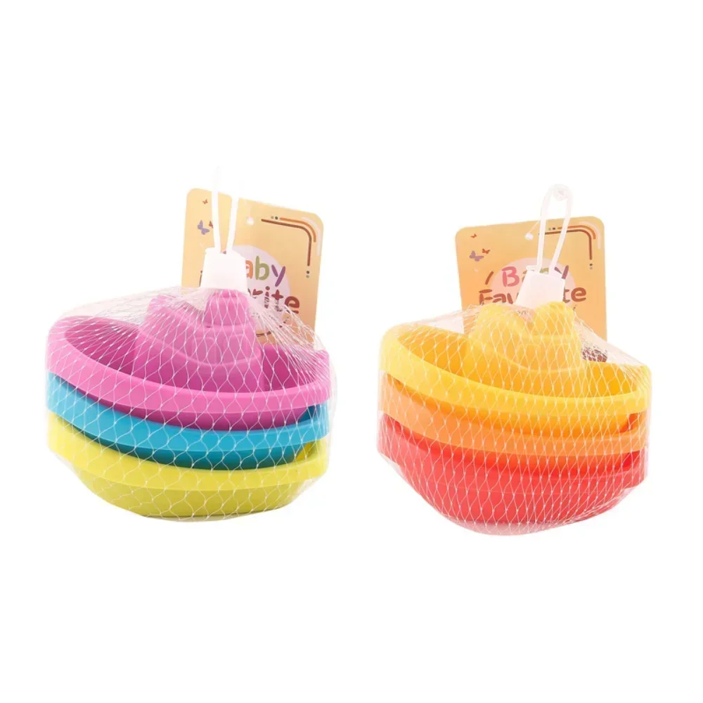 Baby Bath Toys Stacking Boat Toys Colorful Early Education Intelligence Gift Boat-shaped Stacked Cup Folding Tower Baby Toy 5