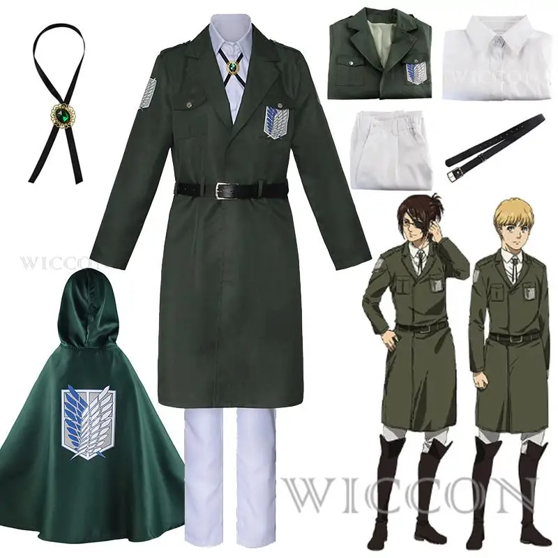 

Anime Attack on Titan Eren Levi Cosplay Costume Shingeki No Kyojin Scouting Legion Soldier Uniform Halloween Costume for Adult