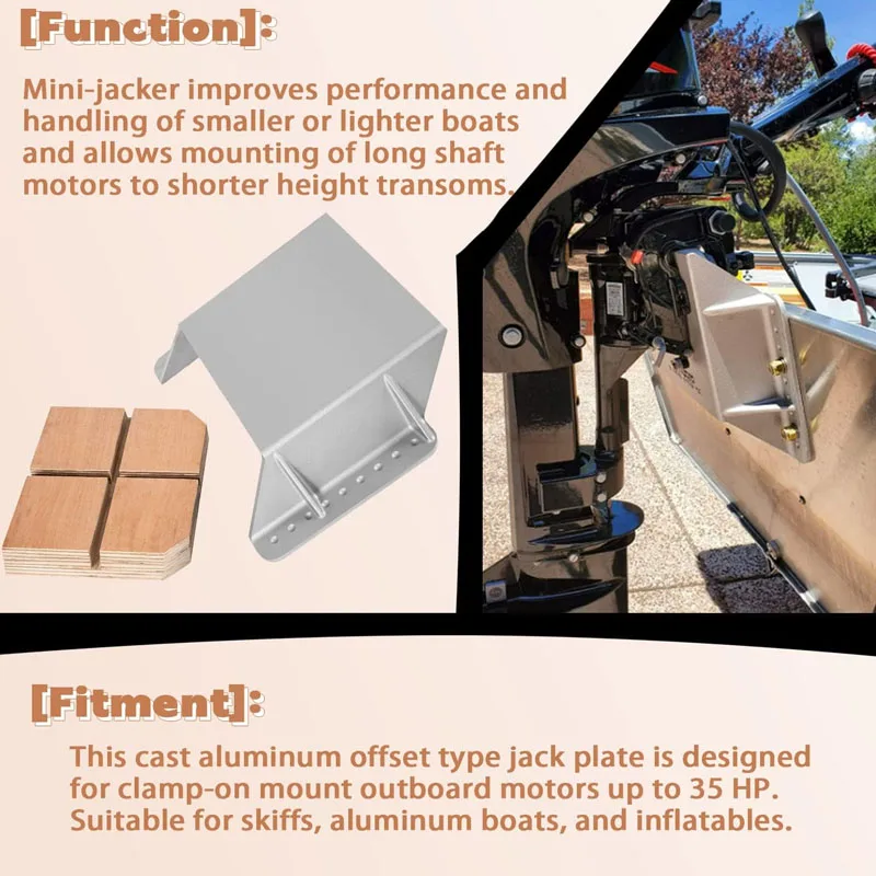 MJ-1-DP Jacker Small Engine Jack Plate Clamp Style Small Outboard Jack Plate, for Outboard Motors Up to 35HP,Boat Tools