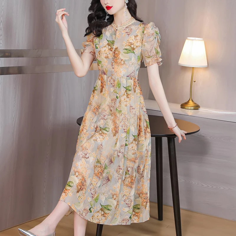 chinese dress ladies Womens Floral Smocked Dress main image 1