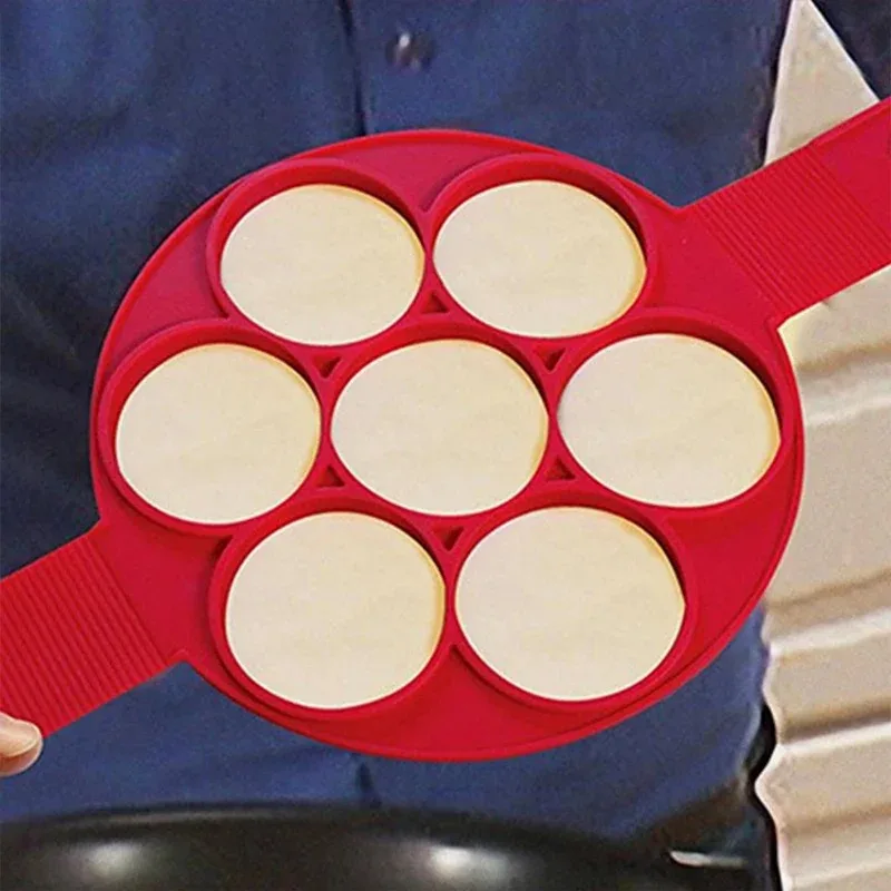 Pancake Maker 1Pcs Pancake Maker Nonstick Silicone Pancake Mold 7 Holes Regular for Pancakes Round Egg Frying Form Flip Cooker Kitchen Helpers