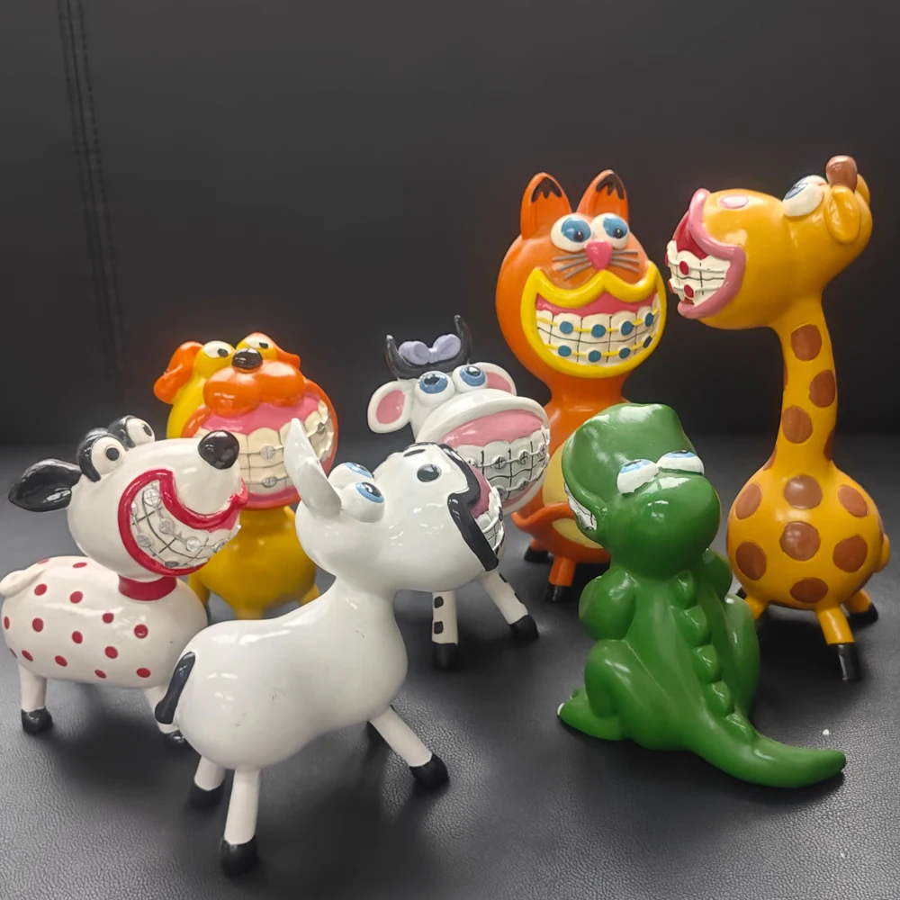 크리 에이 티브 치과 Artcrafts 치열 교정 동물 조각 장난감 치과 진료소 데스크탑 장식품 치아 인형 사무실 장식