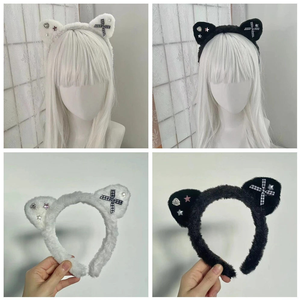 

Женская Лолита в стиле панк, оригинальная блестящая одежда ручной работы для девочек, белые и черные пушистые волосы, аксессуары для косплея