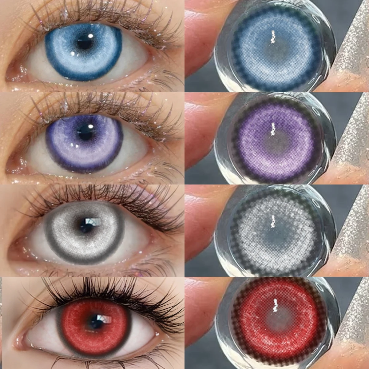 VISUASHOW Red Pupil Effect Color Contact Lenses – Half-Year Wear for Cosplay & Eye Enlargement