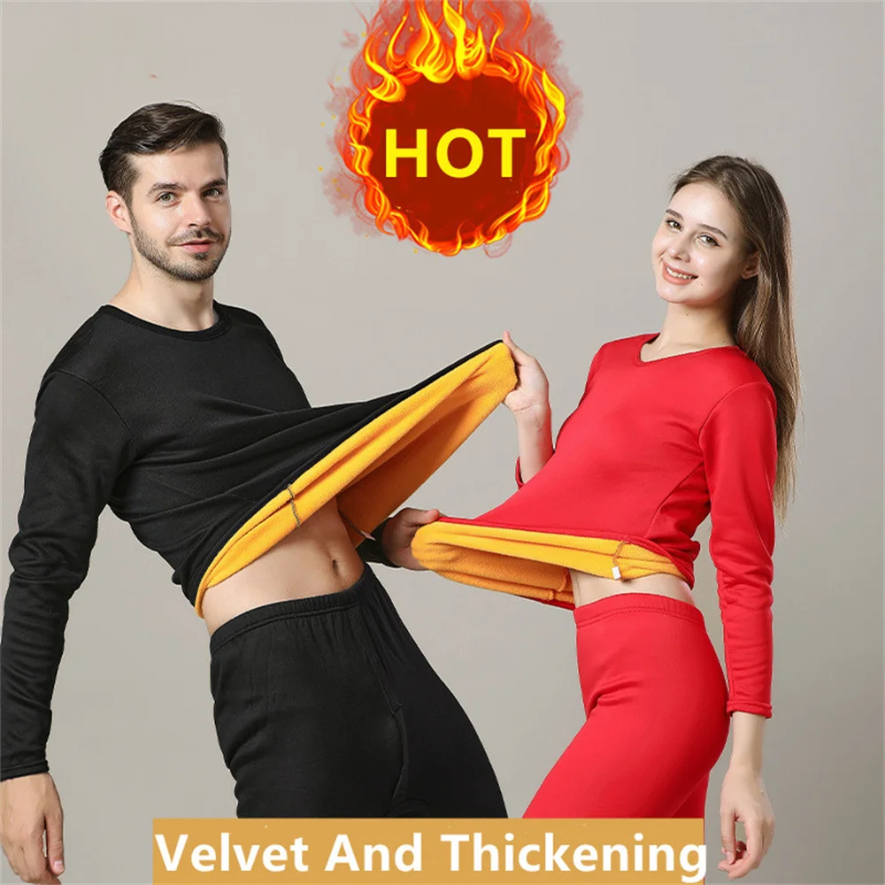 men thermal underwear women thermal underwear carbon fiber warm fleece long johns fashionable men thermal winter couple suit Men Thermal Underwear Winter Women Long Johns Fleece Base Layer Sets keep Warm in cold Weather Lingerie Pajamas Plus Size L-4XL