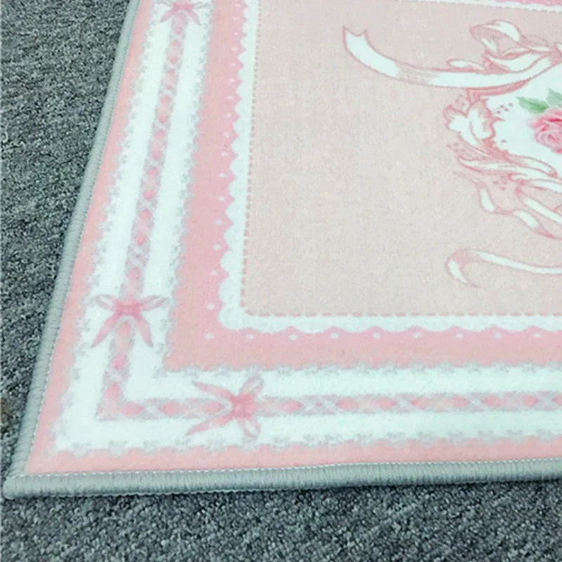 프렌치 레트로 카펫 핑크 홈 도어 베란다 바닥 매트, 로맨틱 소프트 패턴 러그, 클래식 장식 바닥 매트, 더스팅 풋매트