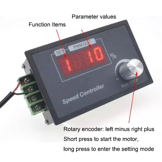 Digital Display 0~100% Adjustable DC 6-60V 30A DC Motor Speed Controller PWM 12V 24V 48V Adjustable Frequency