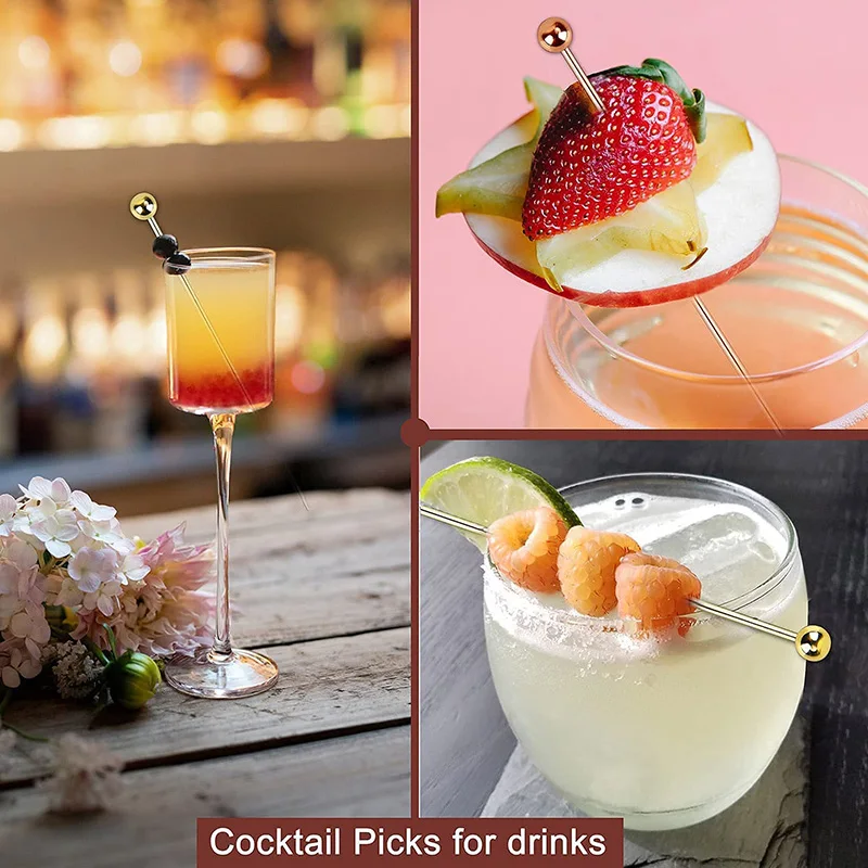 Cocktailspieße Aus Edelstahl - 10 Stück, Rostfrei & Ideal Für Garnituren & Parties