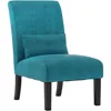 Pisano Teal Blue Fabric Armless Contemporary Accent Chair with Kidney Pillow 5