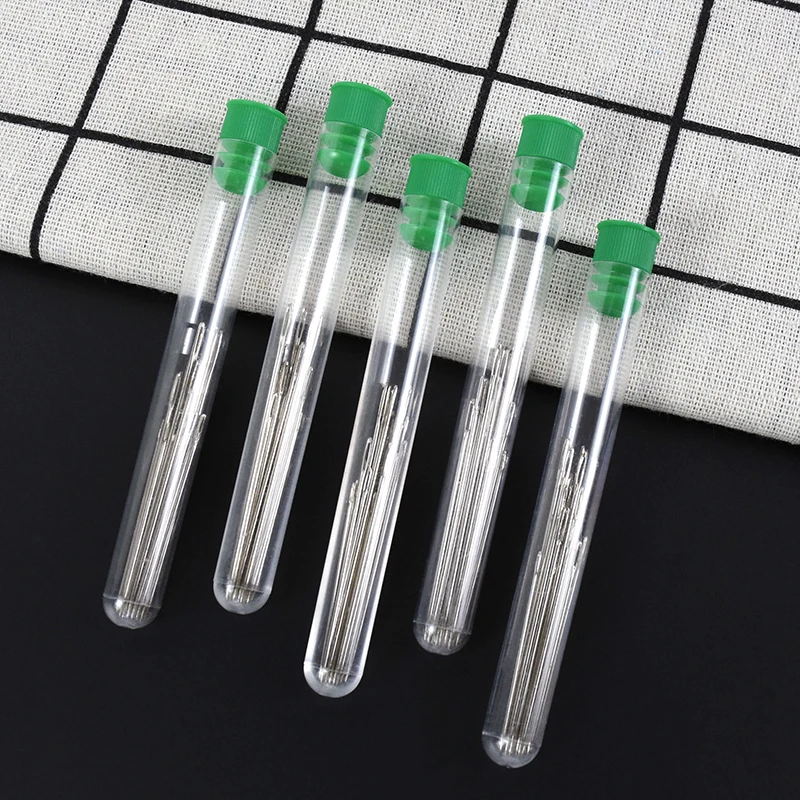 

25pcs 1 Tube Stainless Steel Sewing Needles Side Hole Hand Sewing Needles Self-Threading Blind Needle Household Sewing Accessory