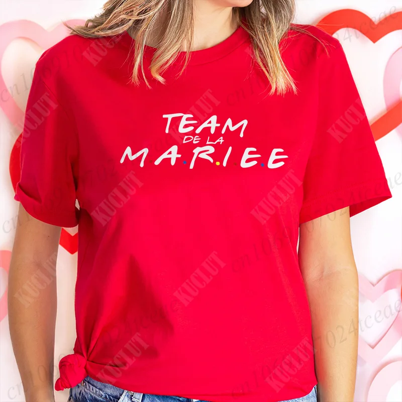 Team De La Mariée T-shirt French Evjf Futur Bride Tees Friends Single Farewell Bachelorette Party Tees Shirt for Women Clothing 4