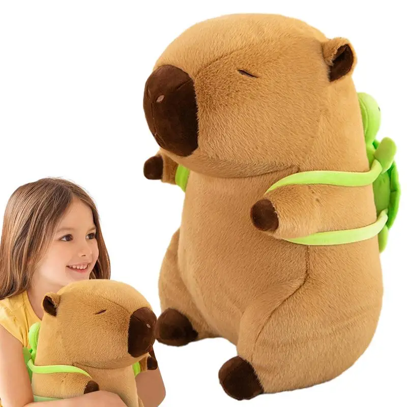 

Soft Capybara Plush Pillow Portable Stuffed Animal Pillow Flexible Stuffed Capybara With Turtle Backpack For Photo Props