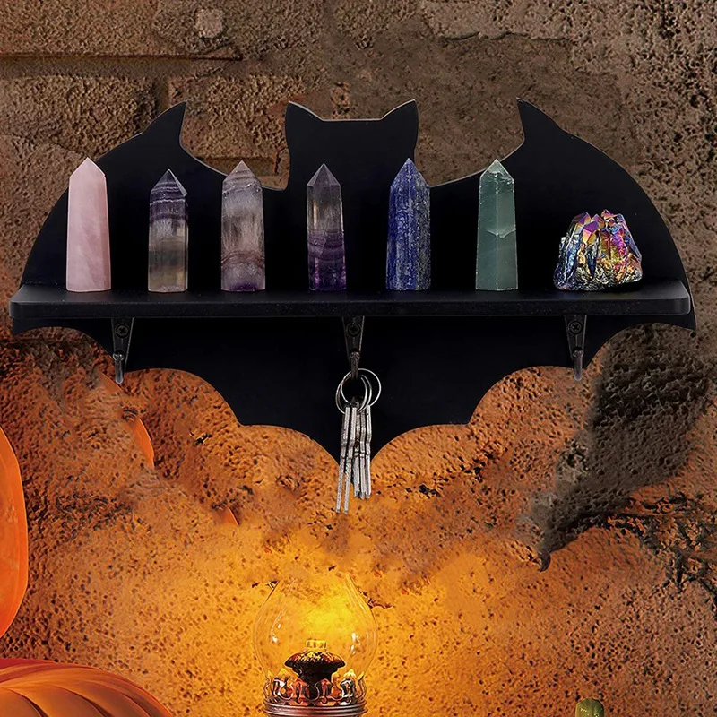 

1 Piece Crystal Shelf Spooky Floating Shelves Goth Decor Bat Shelf Black For Wall Witchy Room