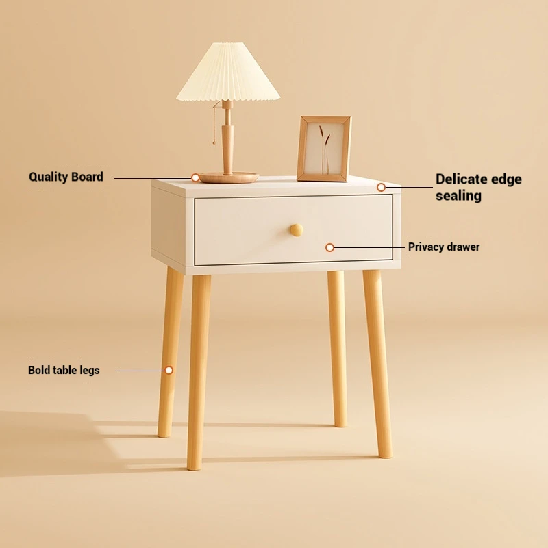 INS Bedside Table Makeup Tables Small Square Desks Plastic Double-Layer Bedroom Nightstand Storage Rack Living Room Coffee Table
