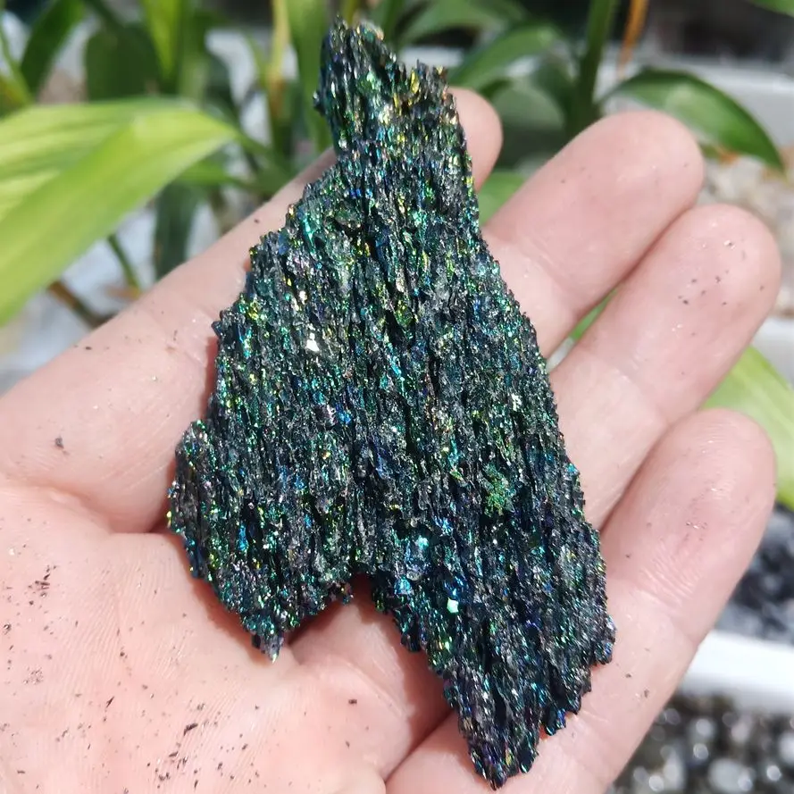 Colorful Carborundum Natural Stone Specimen Silicon Carbide Black Quartz Crystal Mineral Sample Home Decor  1pc big