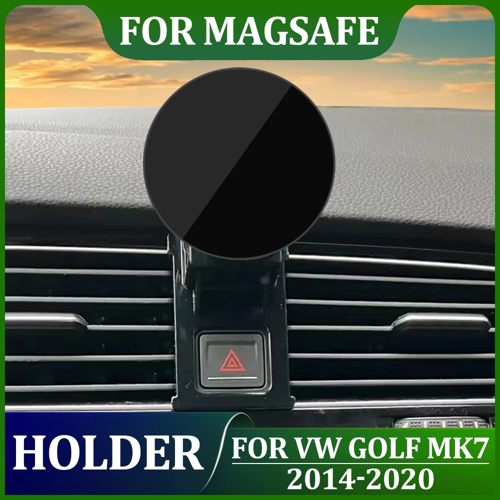 Magsafe 용 광택 마그네틱 업데이트 충전 없음 자동차 전화 브래킷 홀더 폭스 바겐 VW 골프 7 MK7 2014  2020 용 스탠드 크래들