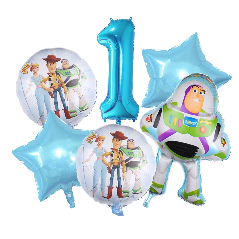 thumbnail image 1 of Vajilla para decoración de fiestas de cumpleaños de Toy Story de Disney, juego de vasos de papel, platos y globos de Buzz Lightyear para niños, 1 of 5