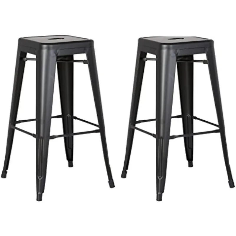 

Backless Metal Barstools, Modern Industrial Light Weight Stackable Counter Height Bar Stools Set of 2, 24" Seat, Matte
