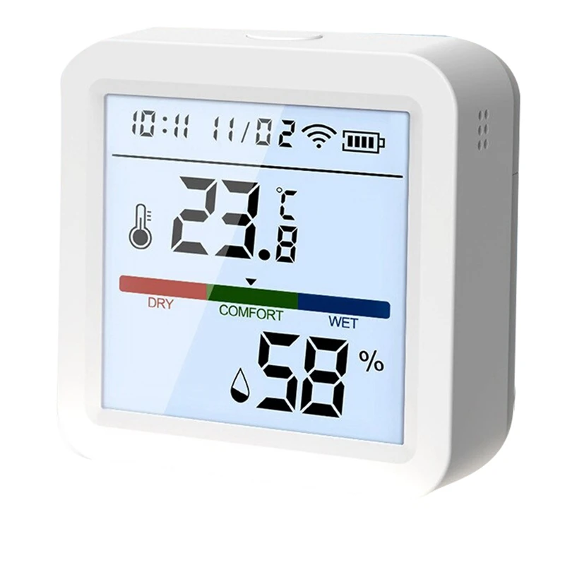 

Датчик температуры и влажности Tuya Wi-Fi, умный гигрометр с подсветкой, термометр, поддержка Alexa Google Home, прочный