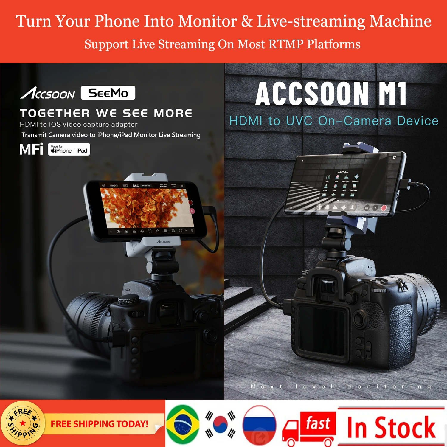 Accsoon M1 Hd 1080p 60fps Wireless Transmission Monitor Slr Mirrorless