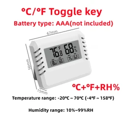 Compact Digital Indoor Thermometer and Hygrometer with LCD Display (NEW-C-F-White)