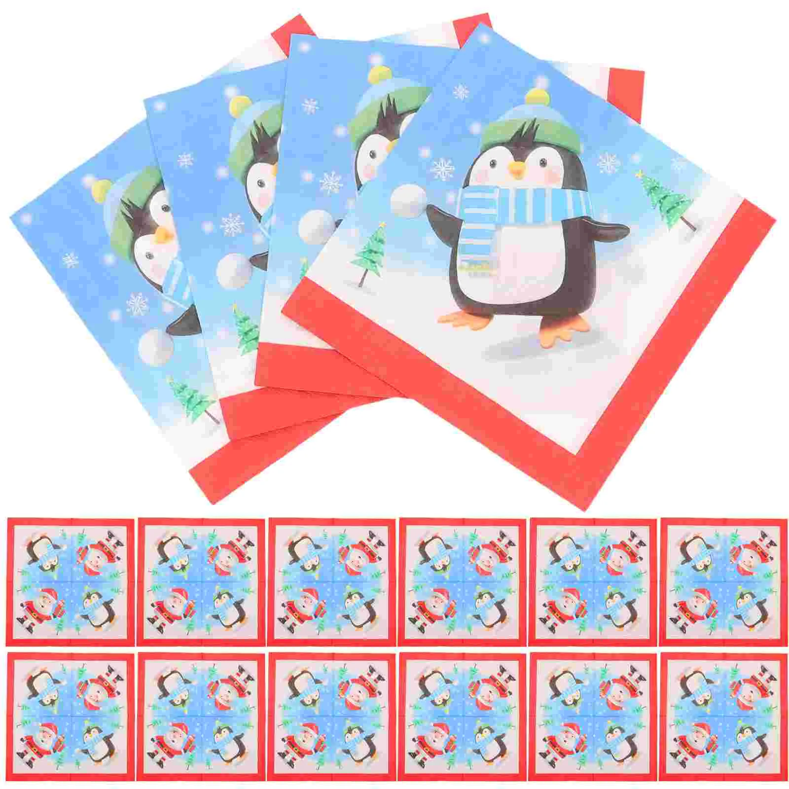 

40 Pcs Paper Napkins Blue Table Decor Printed Christmas Disposable for Party Decorate