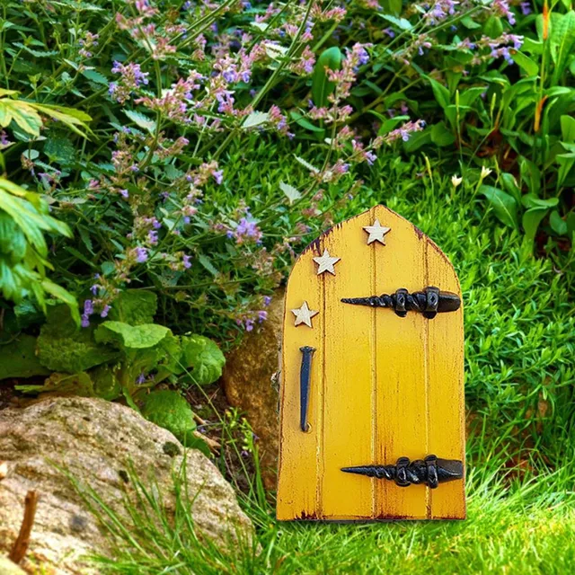 Tündérajtó Mini Elf Ajtó Beltéri Szabadban Használjon Udvari Művészeti Mese Világkerti Szobrászat Kültéri Dekoráció Kiegészítőket - Image 5