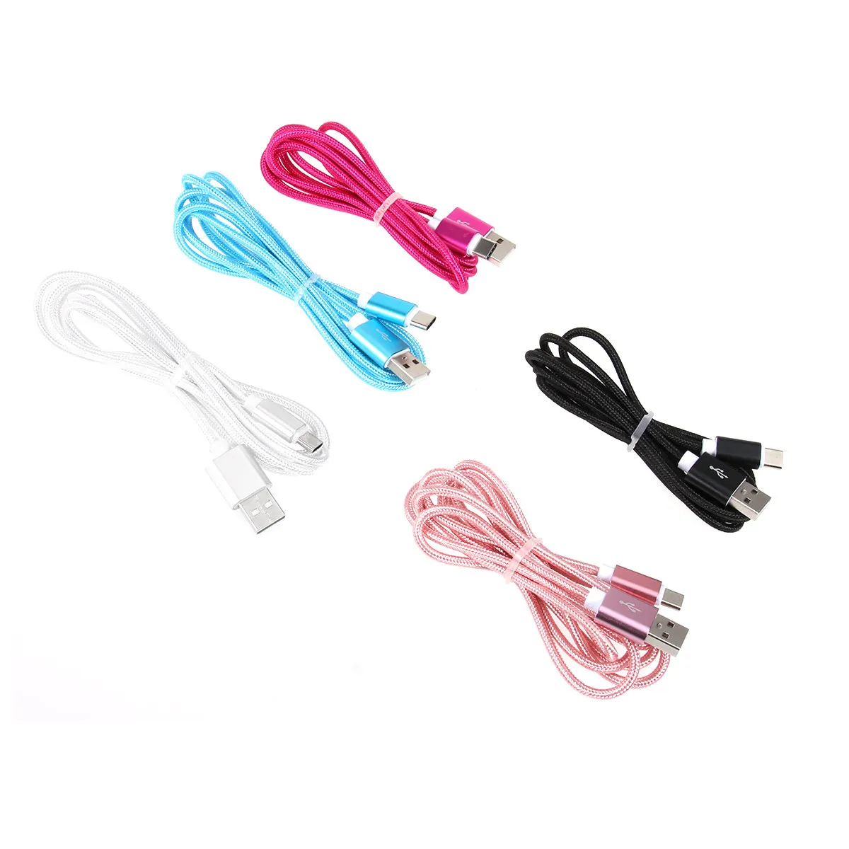 5개 1.5m 고속 충전 USB 타입 C 케이블 나일론 직조 유연하고 튼튼한 고속 전원 코드