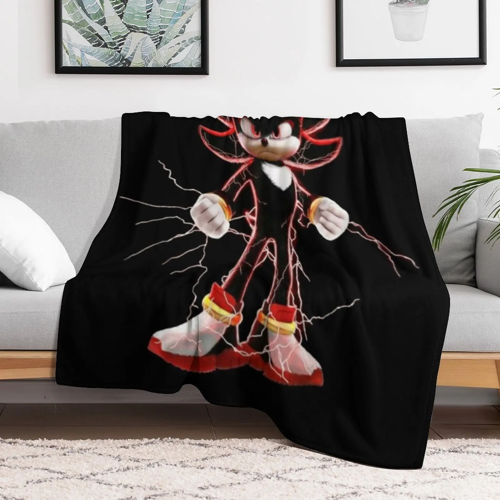 Shadow the hedgehog Throw Blanket Decorative Sofas Sofas Blankets 5
