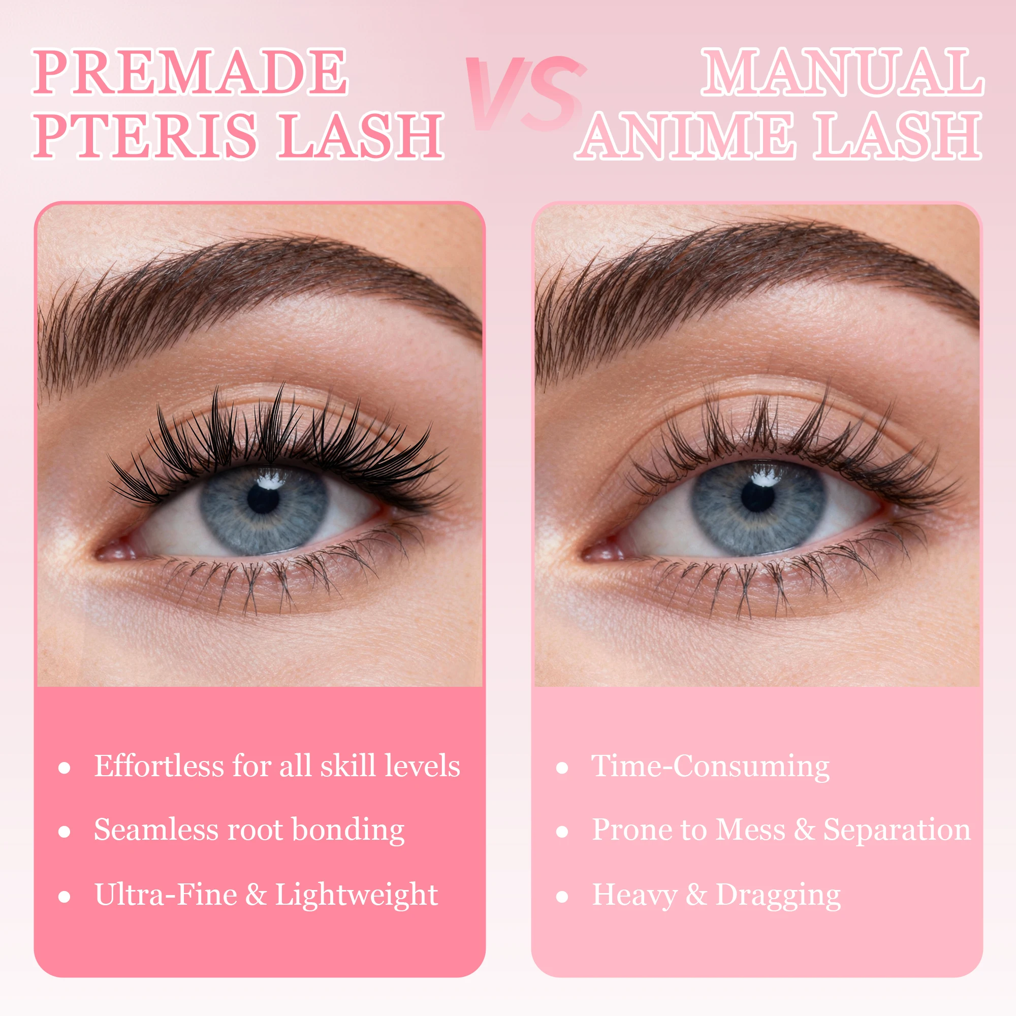 GLAMLASH Comic Spire Wimpernverlängerung, individuelle natürliche Kaschmir-Manga-Falsche Wimpern, superweiche Pteris-Wimpern in Federform – Detail 3