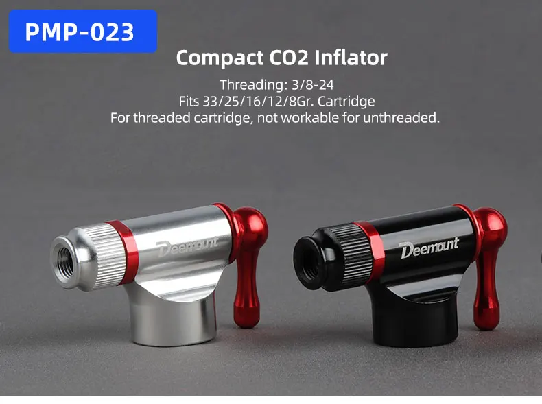 Fahrrad-CO2-Inflator, passend für Presta Scrader-Ventil, Rennrad, MTB-Reifen, schnelles Pumpen, Gewinde 16/12/8 G, ohne Gewinde, 16 G-Patrone – Detail 12