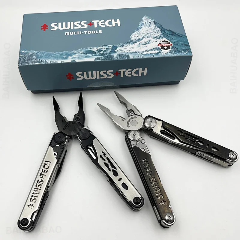 

SWISS TECH 37 In 1 Multitool Pliers Folding Multi Tool Scissors Cutter With Replaceable Saw Blade EDC Outdoor Camping Equipment