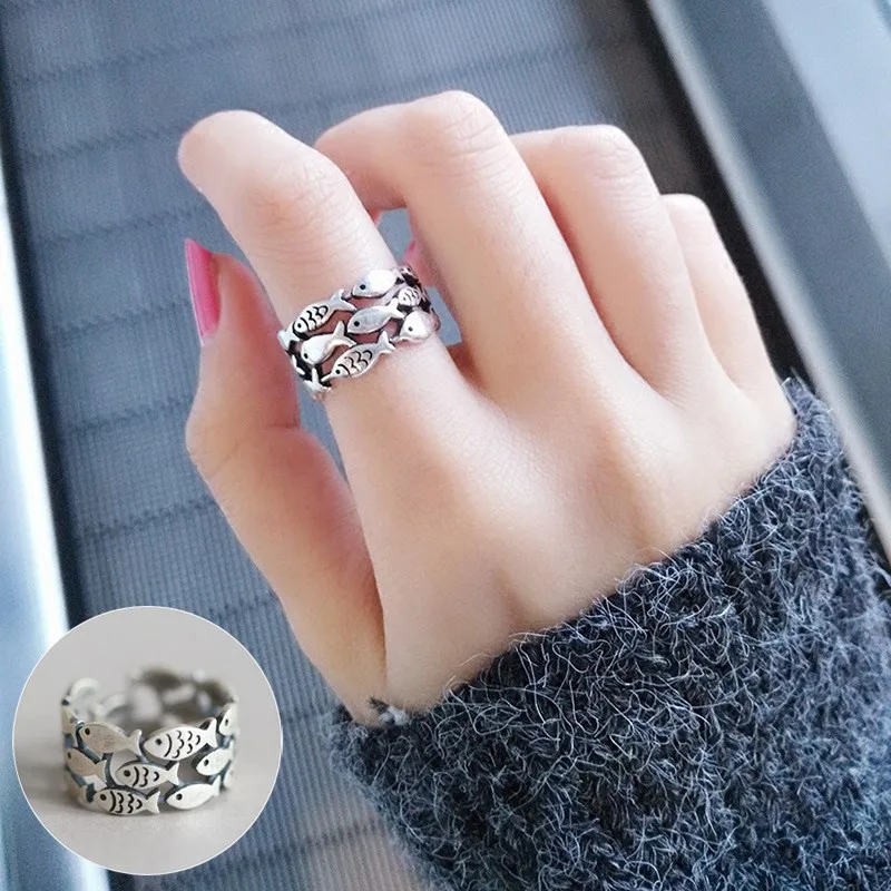 2025 Fashion Style European and American retro style small casual simple yet artistic, multi-layer fish ring, women's year enlargement ring_voghion.com