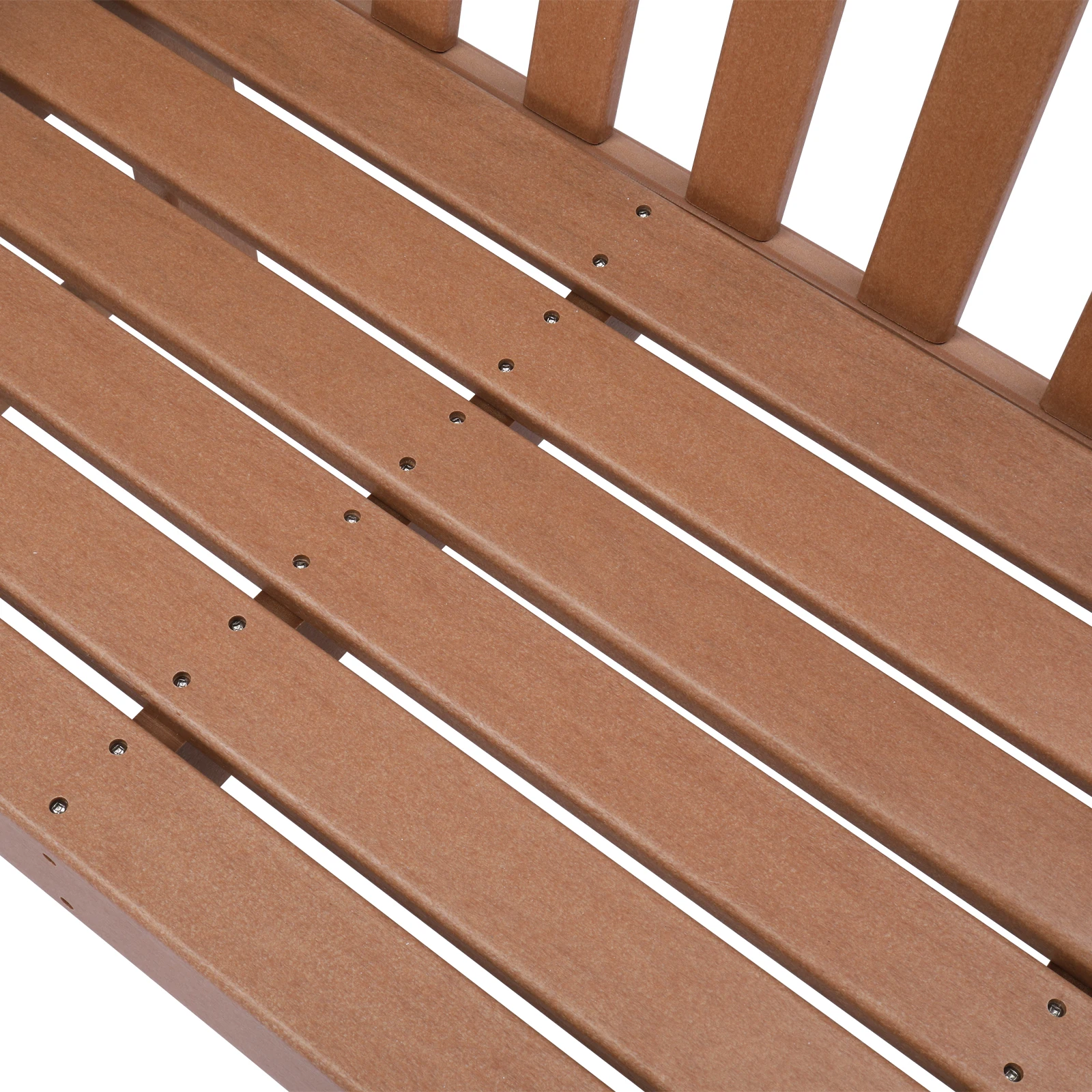 49in Vertical Backrest Teak Color HDPE Bench 3