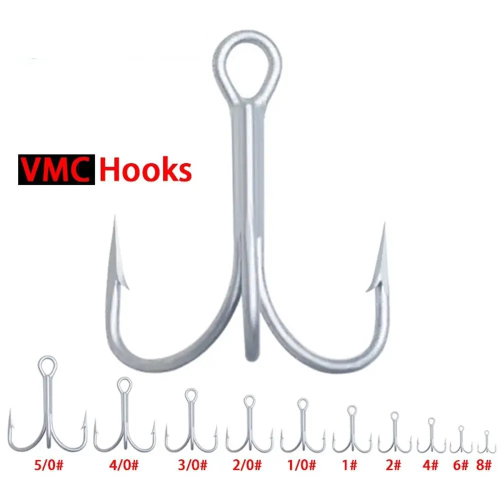 5Pcs/Box High Carbon Steel VMC Fishing Treble Hook Sea Fishing Treble Hook  Tackle Round Bend Bass Fishhooks Fishing Accessories