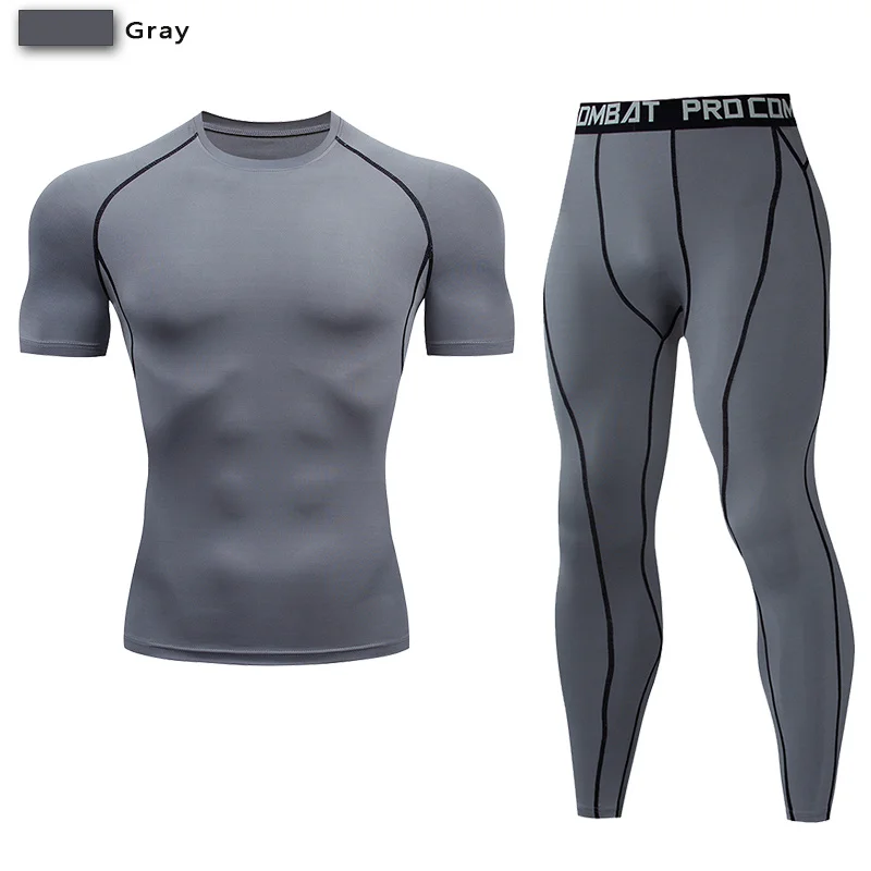 Men's Compression Workout Sportswear Set - Yoga, Jogging, MMA Fitness Clothing Tracksuit Pants